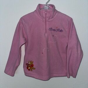 Adorable Pink Fleece Kids Sweater with Embroidery
